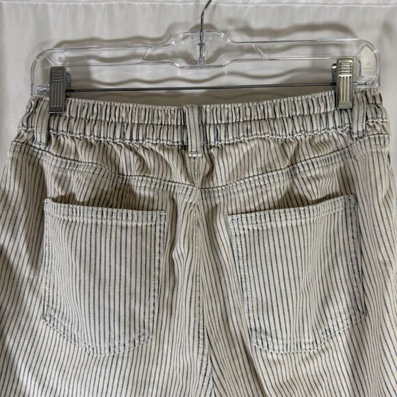 Aerie Chino Shorts Women's Small White Striped 7" Inseam Button Zip Cotton Blend - Picture 8 of 9